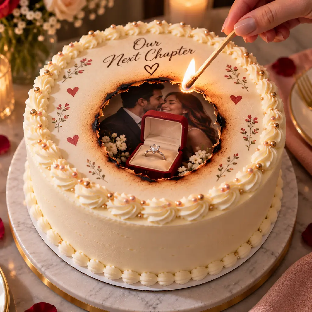 Custom burn-away cake topper with surprise reveal