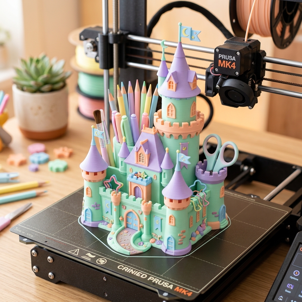Pastel castle desk organizer